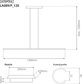 Szeroka lampa ledowa czarna do jadalni Linea No.1 120 cm 20W
