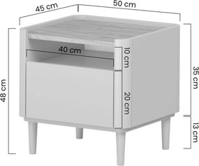 Szafka nocna Elivo 50 cm z szufladą na nóżkach - eukaliptus / dąb baltic dune