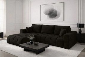 Narożnik z funkcją spania i pojemnikiem MILO PREMIUM, tkanina Monolith, Ciemnoszary, Lewy