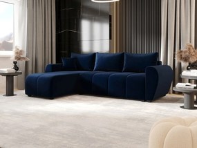 BEDANTE narożnik MOLISA L Itaka 11 lewa ciemnoniebieski z funkcją spania sofa w kształcie litery L z pojemnikiem na pościel