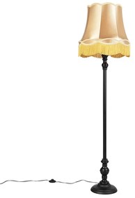 Lampa stojąca czarna z abażurem babci w kolorze złotym - Classico klasyczny/Antyczny Oswietlenie wewnetrzne