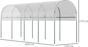 Outsunny Daszek ochronny dla roślin, półokrągły dach, stalowy stelaż, wytrzymała plandeka, biały, 4x1,2x1,7m | Aosom PL