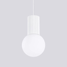 Lampa wisząca HALO 1 biała ryflowana SOLLUX  LIGHTING