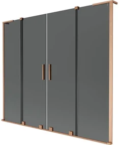 Mexen Velar L Duo parawan nawannowy 2-skrzydłowy rozsuwany 170 x 150 cm, grafit, miedź szczotkowana - 896-170-003-42-65