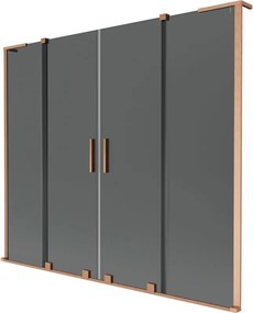 Mexen Velar L Duo parawan nawannowy 2-skrzydłowy rozsuwany 170 x 150 cm, grafit, miedź szczotkowana - 896-170-003-42-65
