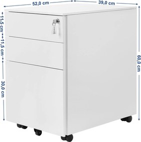 Szafka na Dokumenty Biała, Kontenerek, Na klucz - OFC60WT