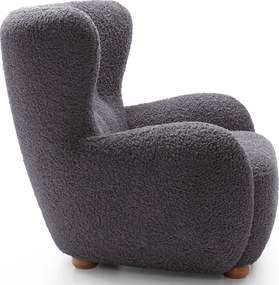 Czarny fotel boucle typu uszak C1-L25