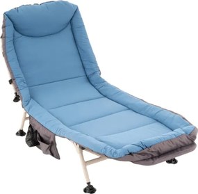Leżak kempingowy z poduszką, niebiesko-szary