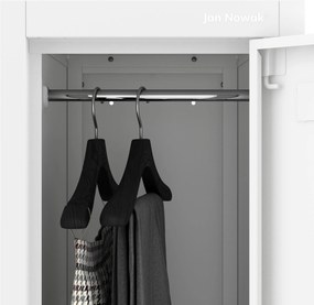 Szafka ubraniowa metalowa pracownicza głęboka 2-drzwiowa biała, 292x1720x600 mm: BARTEK 1 Plus D600