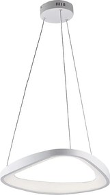 Anna lampa wisząca trójkątna z metalu i białego aluminium LED, regulowane kable, Ø50 cm