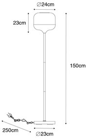 Designerska lampa podłogowa czarna ze złotem i dymionym szkłem - KyanDesignerski Oswietlenie wewnetrzne