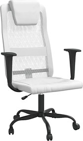 Białe krzesło biurowe ergonomiczne z ekoskóry F1-H60