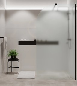 Ścianka prysznicowa Walk-in szkło satynowe matowe półokrągła 8 mm MOLIS Satin Moon MASSI | różne rozmiary : Kolor profili kabiny - czarny, Szerokość ścianki - 80 cm, Wersja - Prawa
