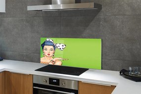 Panel nad Blat Kuchenny Kobieta z Czerwonymi Ustami i Kokardą