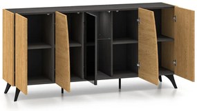 Komoda HESTIA 5D 170cm dąb/czarna ML MEBLE