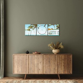Obraz - Vintage van na plaży (z zegarem) (90x30 cm)