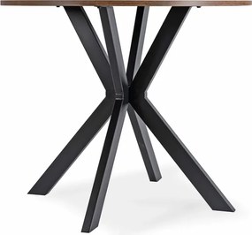 Zestaw Stół Okrągły LAUREN 90 cm Dąb Rustykalny/Czarny i 4 Krzesła ROBIN Czarne