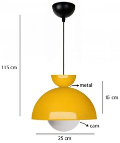 Lampa wisząca z metalowym kloszem ø 25 cm Arta – Opviq lights
