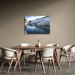 Obraz - zimowy krajobraz z jeziorem (70x50 cm)