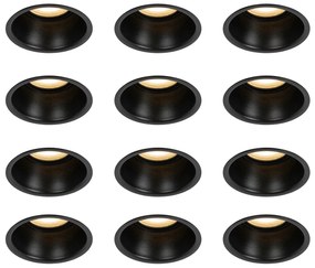 Zestaw 12 czarnych wpuszczanych reflektorów GU10 50 mm IP44 - Dept
