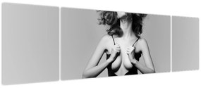Obraz kobiety w czarnej sukience (170x50 cm)