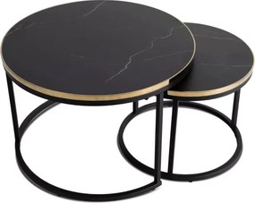 Zestaw stolików kawowych Kiegi marmur / złoty – nowoczesny design, elegancki