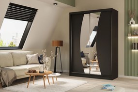 Szafa Przesuwna VOCE 150 cm z Lustrem Szafa Dwudrzwiowa Czarna