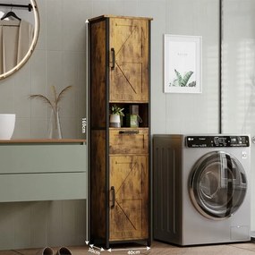 Szafka do łazienki wąska loft brąz