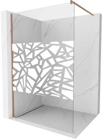Mexen Kioto ścianka prysznicowa Walk-in 90 x 200 cm, biały wzór 8 mm, miedź szczotkowana - 800-090-101-65-85