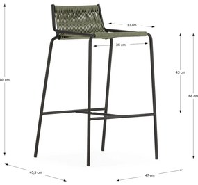 Zielony metalowy hoker (wysokość siedziska 65 cm) Emily – Marckeric