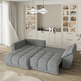 Masseno Narożnik ORENTI z funkcją spania i pojemnikiem na pościel Narozniki L, Rozkładana sofa - Szary, MATT VELVET 85