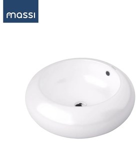 Umywalka ceramiczna nablatowa okrągła biała bez otworu na baterię 50 cm PLAKO