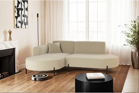 Narożnik w kształcie L Modena Rein, tkanina Quelle, Beżowy, Lewy