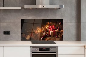 Panel szklany do Kuchni Bożonarodzeniowy Podarek na Drewnie