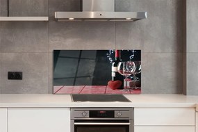 Szklany Panel Serce, Kieliszek Wina i Lampki