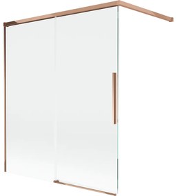 Mexen Rox parawan nawannowy 2-skrzydłowy rozsuwany 140 x 150 cm, transparent, różowe złoto - 8C9-140-003-60-00