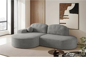 Narożnik z funkcją spania i pojemnikiem Modena Runden, tkanina Arena, Szary, Lewy