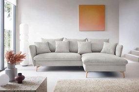 Waniliowy narożnik sztruksowy z funkcją spania D1-R94