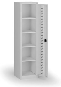 Wąska szafa warsztatowa, 4 półki, 1950 × 505 × 500 mm, szare drzwi