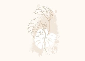 Obraz na szkle - Line art monstera N⁰1 (70x50 cm)