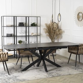 Stół Prostokątny Rozkładany BRUNO 160-240 cm Ceramiczny Czarny do Salonu Nowoczesny Loft