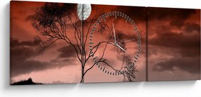 Obraz - Księżyc oświetlający noc (z zegarem) (90x30 cm)