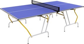 SPORTNOW Stół tenisowy składany z akcesoriami rakietki piłki siatka niebieski 274x152x76 cm | Aosom PL