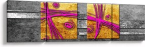 Obraz kolorowych kwadratów na czarnym tle (170x50 cm)