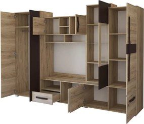 Meblościanka Meloria do salonu – nowoczesny zestaw remo rustic z szafą, RTV i witryną