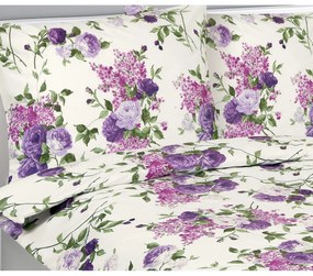 Bellatex Pościel bawełniana Róża liliowy, 140 x 200 cm, 70 x 90 cm, 140 x 200 cm, 70 x 90 cm