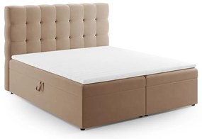 Jasnobrązowe łóżko boxspring ze schowkiem 160x200 cm Bali – Cosmopolitan Design