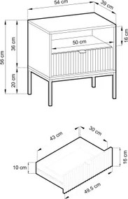NAYA Stolik nocny S 54 czarny | złoty stelaż