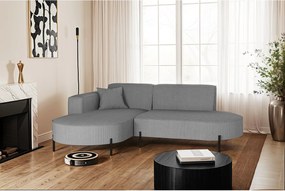 Narożnik w kształcie L Modena Rein, tkanina Poso, Srebrny, Lewy