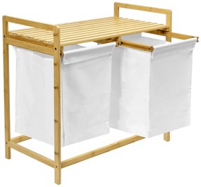 Biały podwójny bambusowy kosz na pranie P5-H29